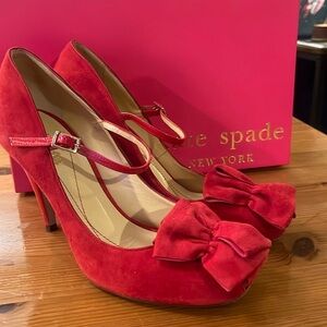 Kate Spade ♠️ Darla dress heels size 7 M red suede new in box made in Italy